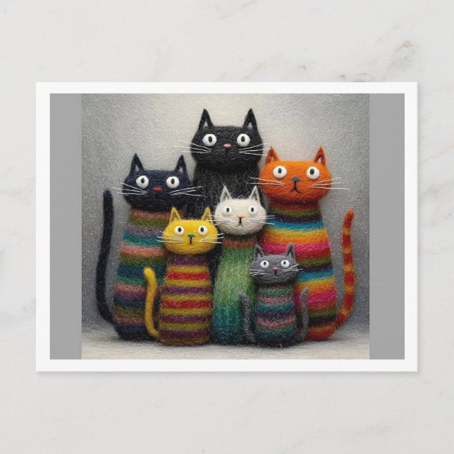 Gatos divertidos. Tarjeta postal (Anverso)