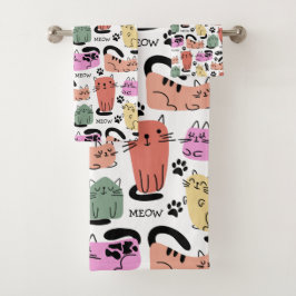 Gatos Doodle Lindos Y Huellas De Patas