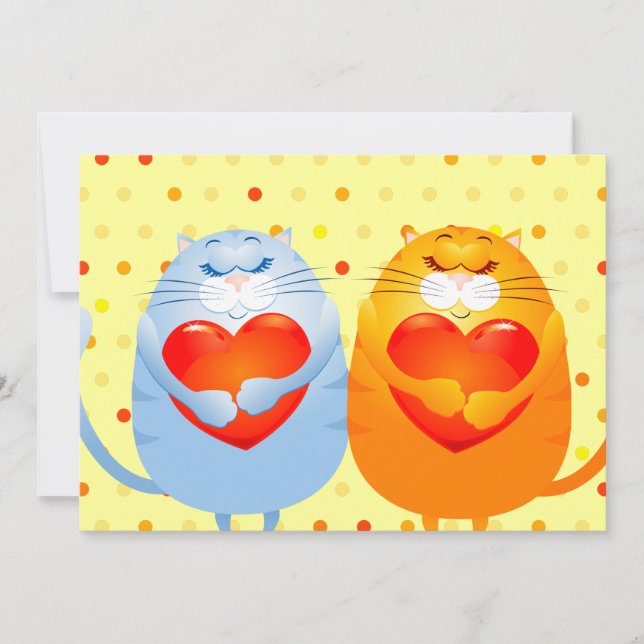 Gatos dulces enamorados, invitación (Anverso)