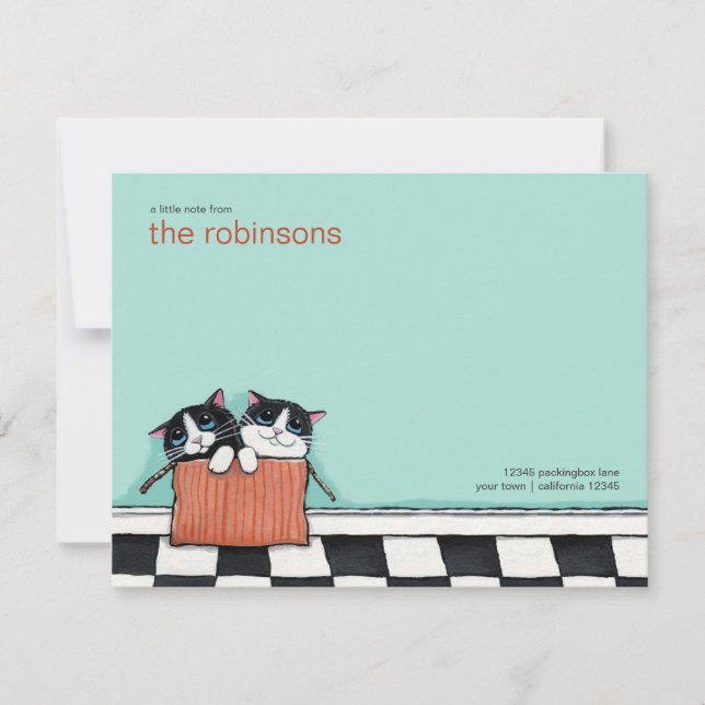 Gatos en caja de embalaje | Tarjeta pequeña plana (Anverso)