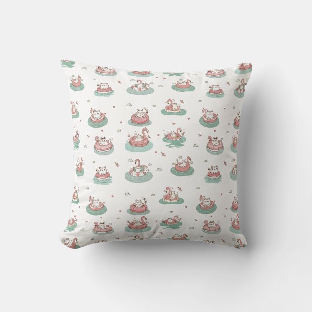 Gatos en Cojín decorativo de anillos inflables (Anverso)
