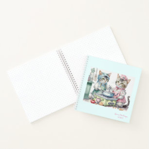 Gatos en cuaderno diario de bala de cocina