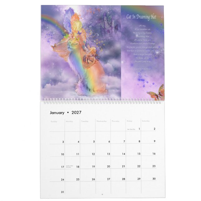 Gatos en el calendario de lujo 2015 del arte de (Jan 2027)