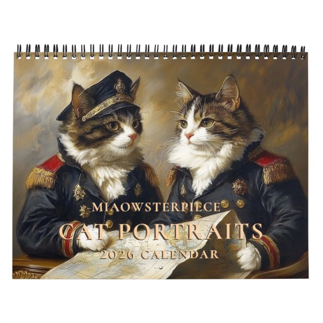 Gatos en el calendario de paredes de 2026 con códi (Tapa)