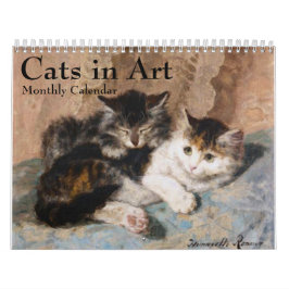 Gatos en el calendario mensual Bella Artes