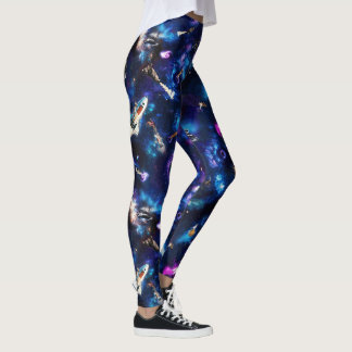 Gatos en el espacio - Leggings divertidos de gato