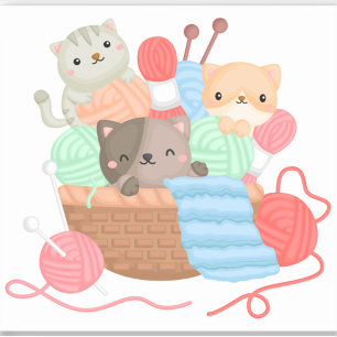 Gatos En El Pegatina De La Cesta