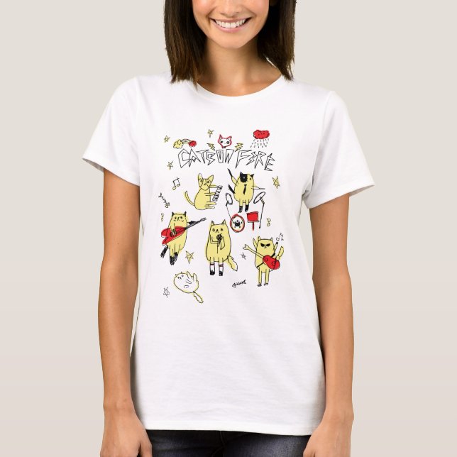 GATOS EN la camiseta cabida banda del FUEGO (Anverso)