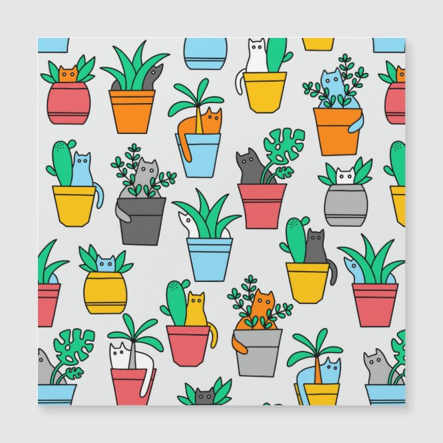 Gatos en macetas de flores (Anverso)