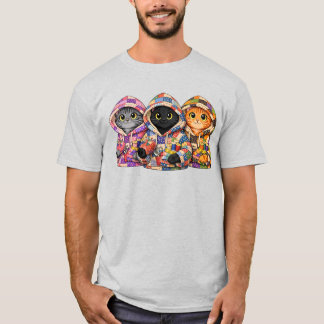Gatos en sudaderas de edredón reciclado Camiseta