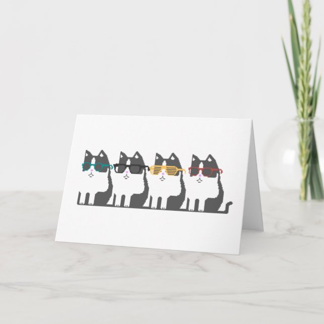Gatos en tarjeta de felicitación del arte del (Anverso)