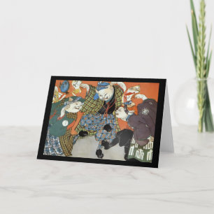 Gatos en tarjeta de las faldas escocesas