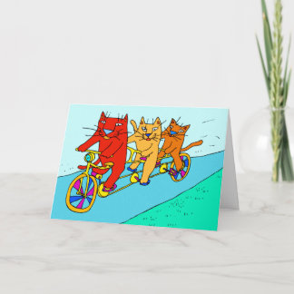 Gatos en tarjeta del arte de las bicicletas