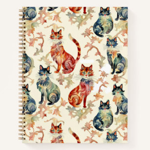 Gatos en un diario chino sobre el patrón de acuare