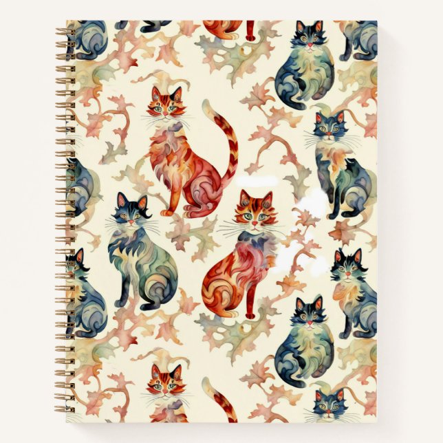 Gatos en un diario chino sobre el patrón de acuare (Anverso)