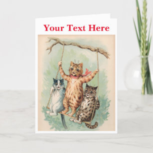 Gatos en un Swing- Louis Wain Gracias tarjeta