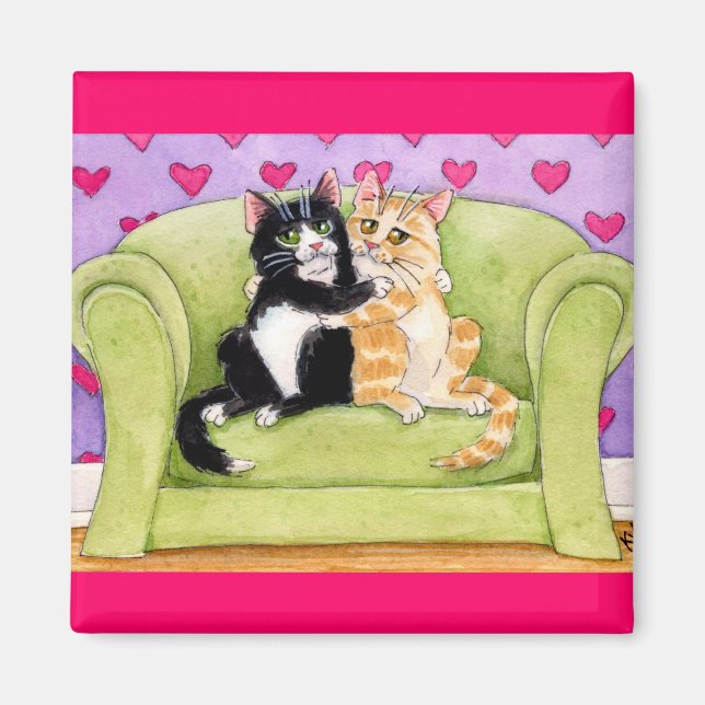 Gatos enamorados lindo imán (Frente)