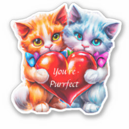 Gatos enamorados pegatina de San Valentín