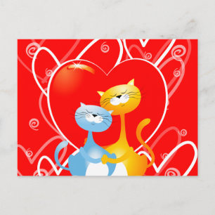 Gatos enamorados, postal