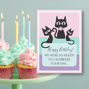 ¡Gatos! ¡Gracioso! Tarjeta Cute de Cumpleaños