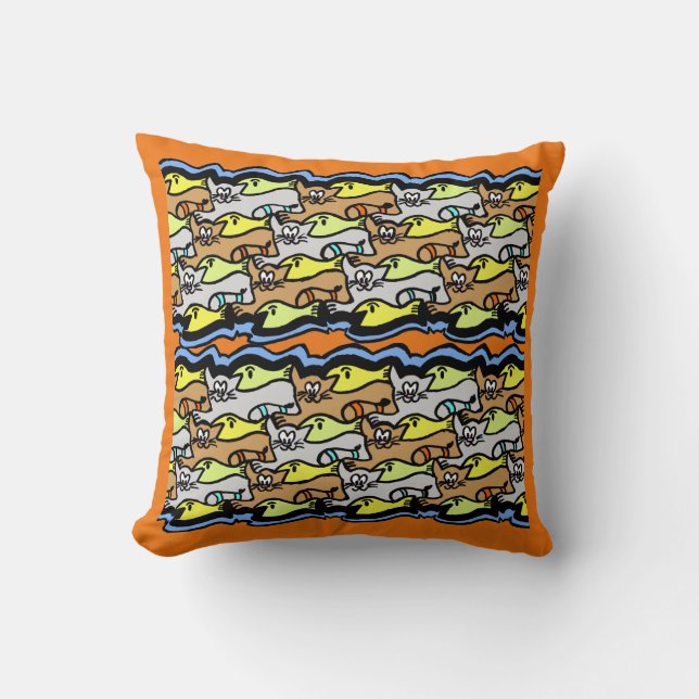 Gatos gráficos y Personalizado de pescado Cojín de (Anverso)