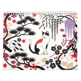 Gatos Hanafuda – Calendario mural de 12 meses de J