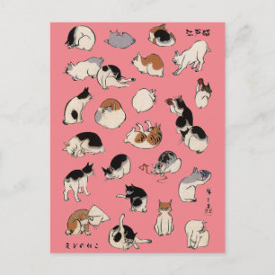 Gatos japoneses, Hiroshige, postal Ukiyo-e