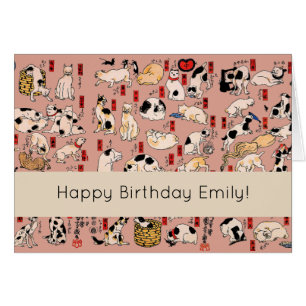 Gatos japoneses Woodblock ukiyo-e Vintage Kitty