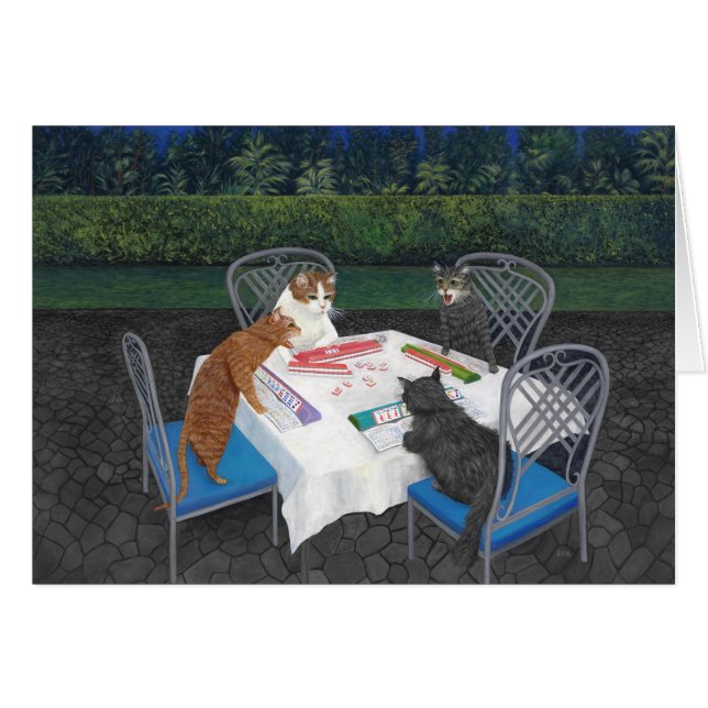 Gatos jugando Mahjong (Anverso (Horizontal))