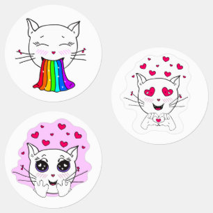 Gatos kawaii bonitos pegatinas emotivos
