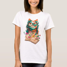 Gatos leyendo libros en tu camiseta