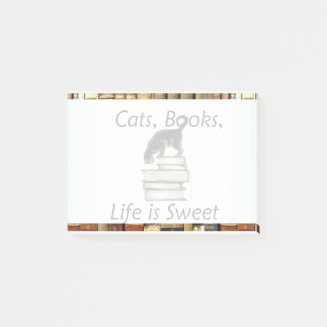 Gatos, Libros, la vida es dulce Nota Post-it® (Anverso)