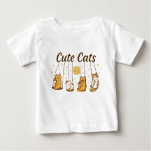 gatos lindos en los columpios, camisa de bebé.
