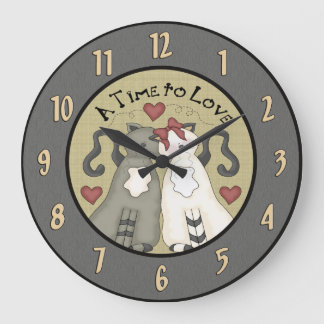Gatos lindos en reloj de pared del amor