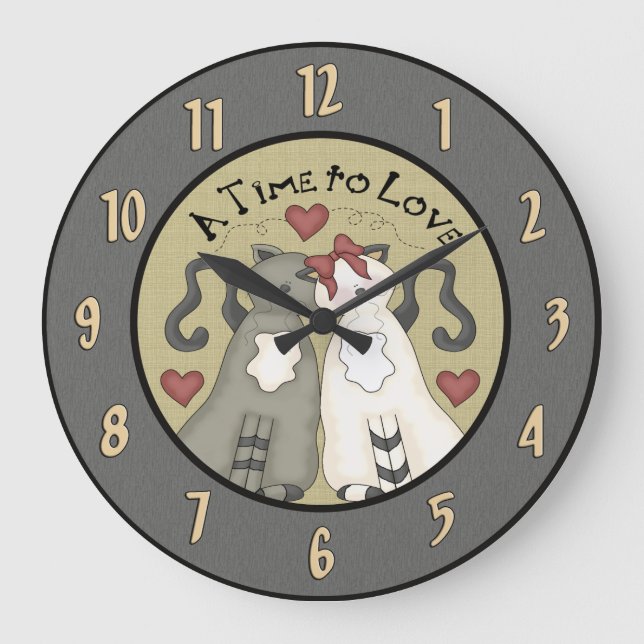 Gatos lindos en reloj de pared del amor (Anverso)