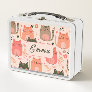 Gatos Lindos y Patrón Floral Monograma Personaliza