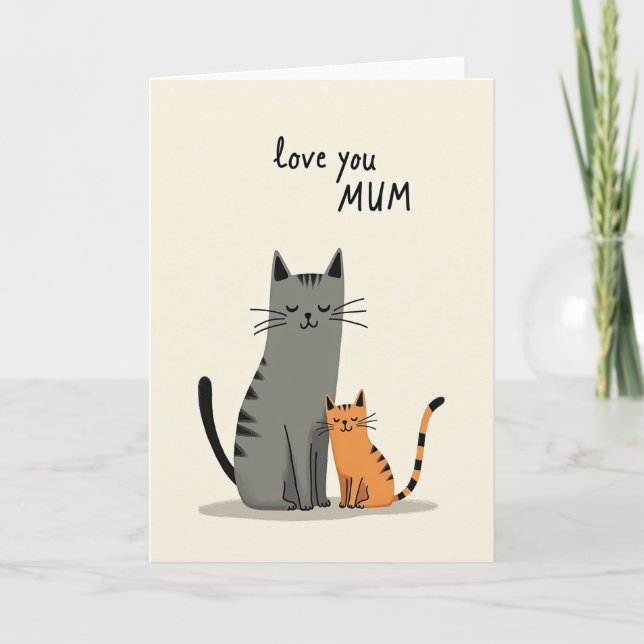 Gatos Listados Aman Tarjeta de Mamá (Anverso)