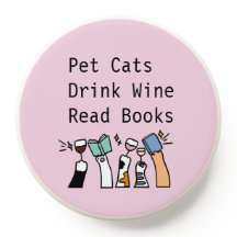 Gatos Mascotas Beben Vino Leen Libros Popsocket