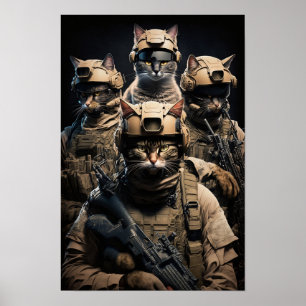 Gatos militares de arte poster