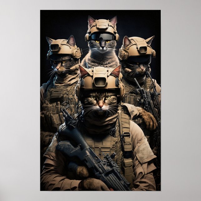 Gatos militares de arte poster (Frente)