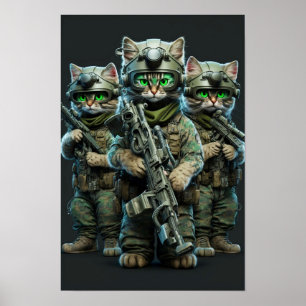 Gatos militares de arte poster
