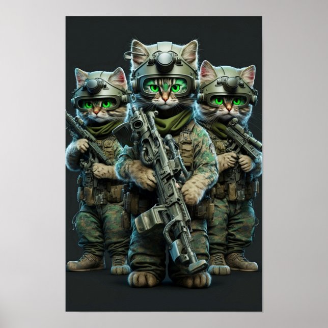 Gatos militares de arte poster (Frente)