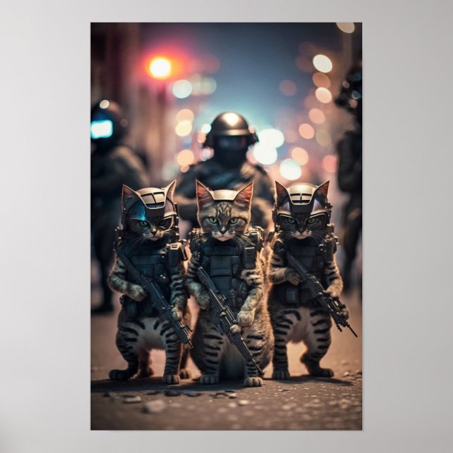 Gatos militares de arte poster (Frente)