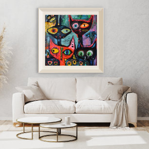 Gatos misteriosos - Impresión de arte caprichosa