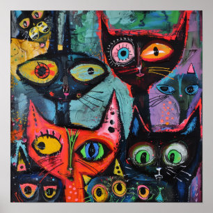 Gatos misteriosos - Impresión de arte caprichosa