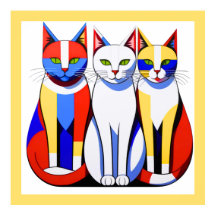 Gatos modernistas vibrantes gatos tricolor arte mu