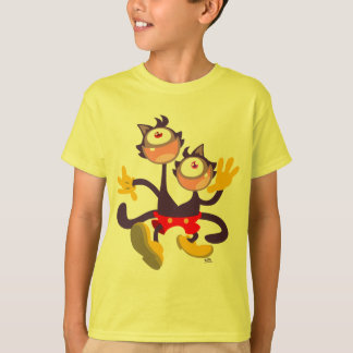 Gatos monoculares en camiseta para niños que camin