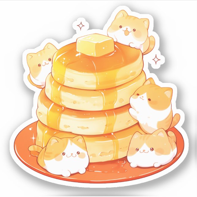 Gatos muchi y Pegatina japonés de crepes esponjoso (Anverso)