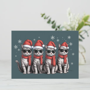 Gatos Navidad Gato Mamá Fiesta Xmas Santa