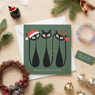 Gatos Negros de Navidad Retro Arte Moderno de Medi